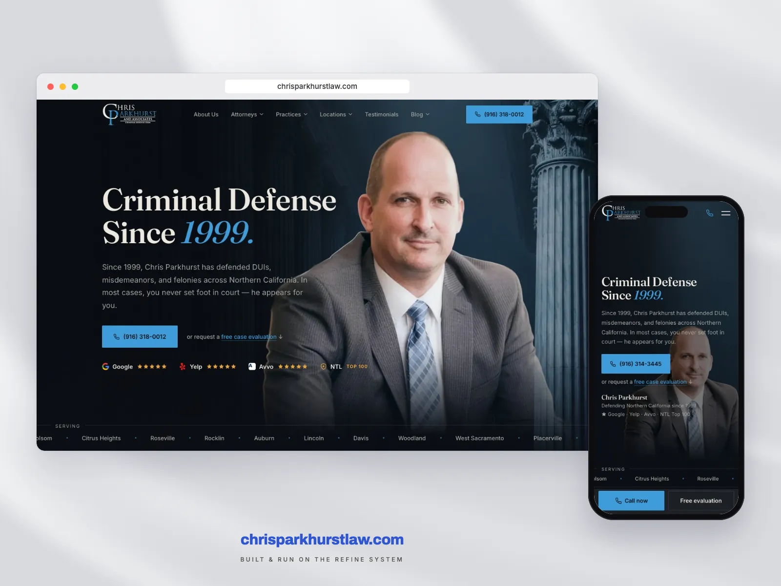 chrisparkhurstlaw.com shown on desktop and mobile