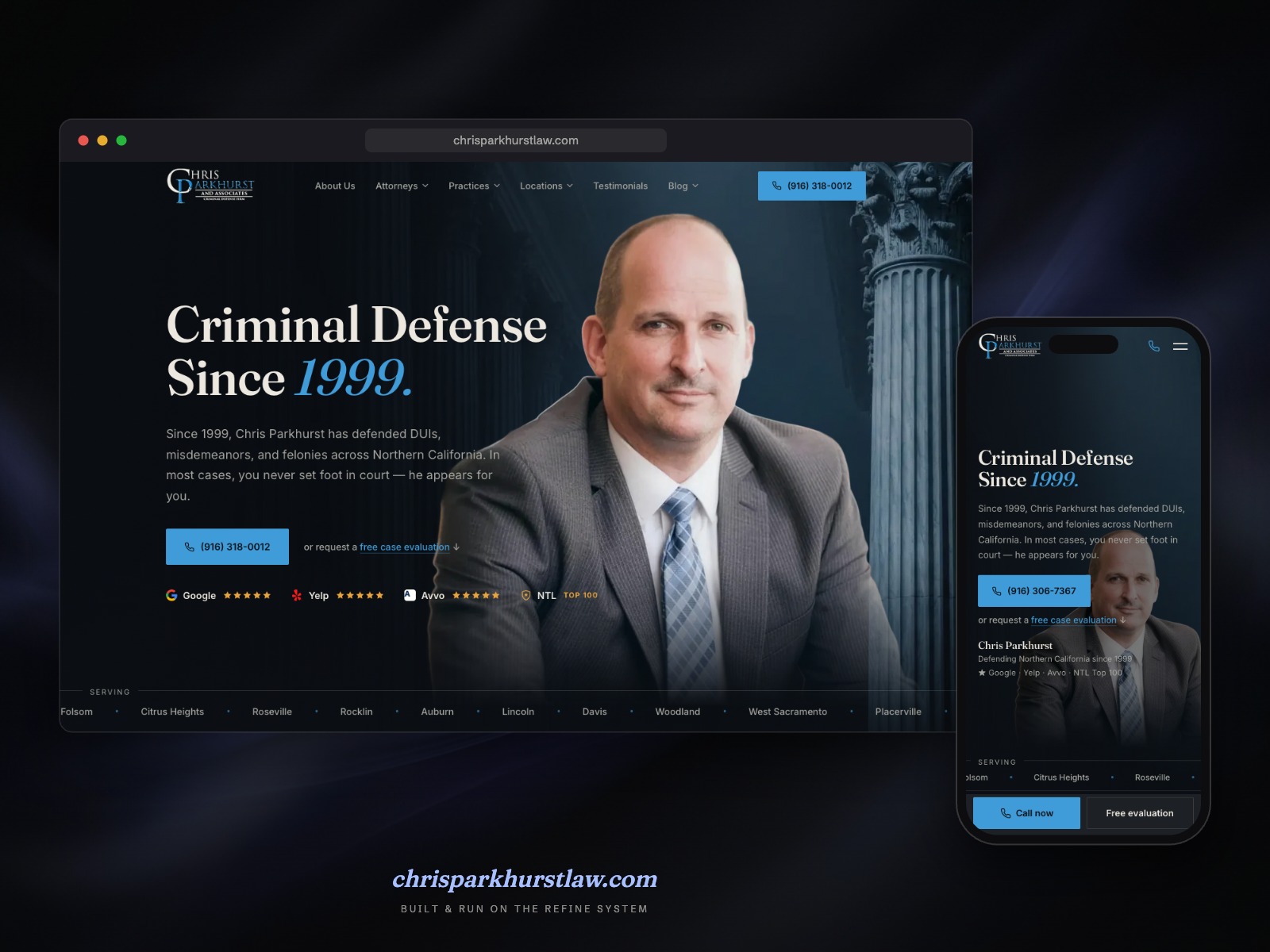 chrisparkhurstlaw.com shown on desktop and mobile