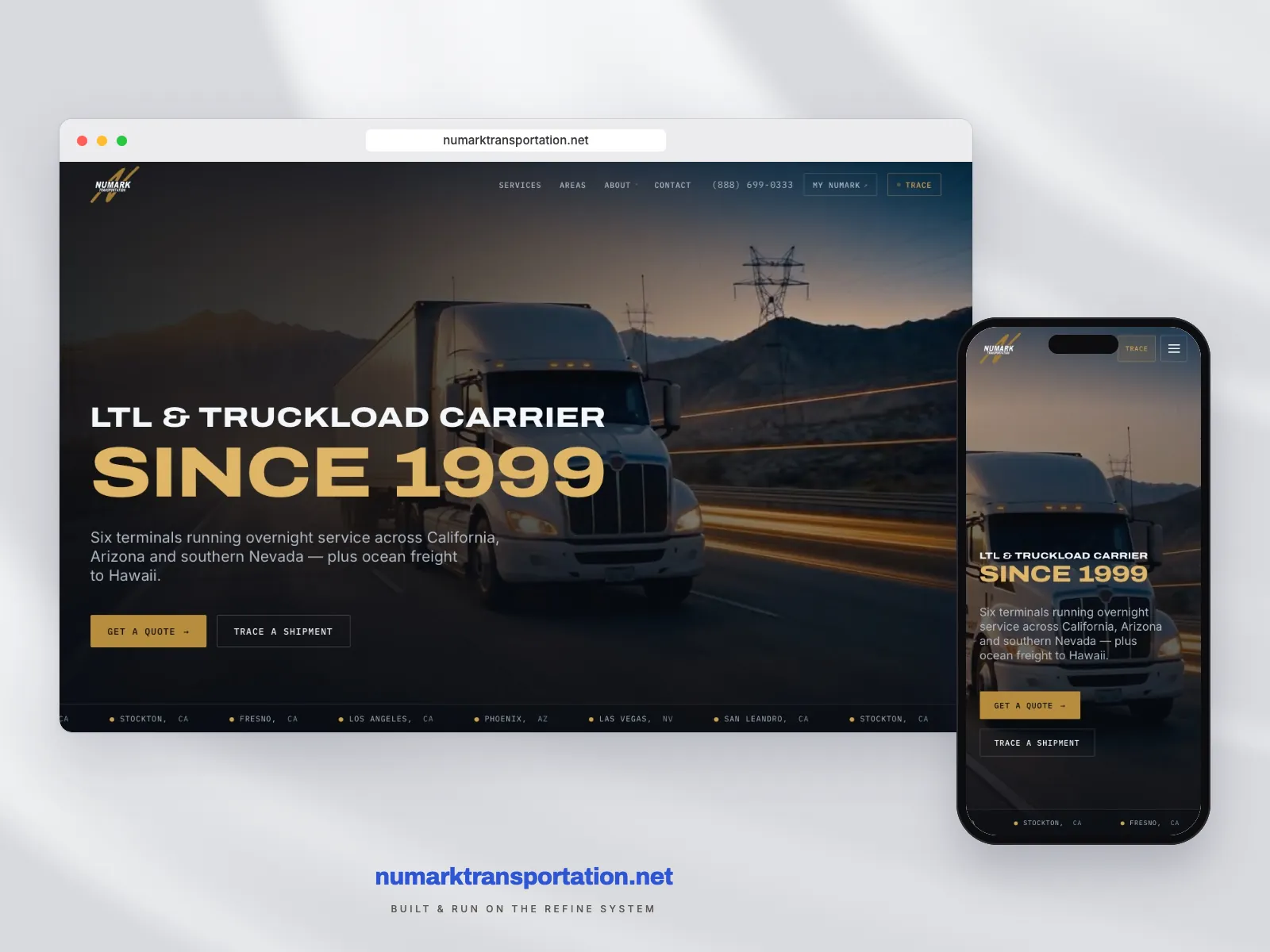 numarktransportation.net shown on desktop and mobile