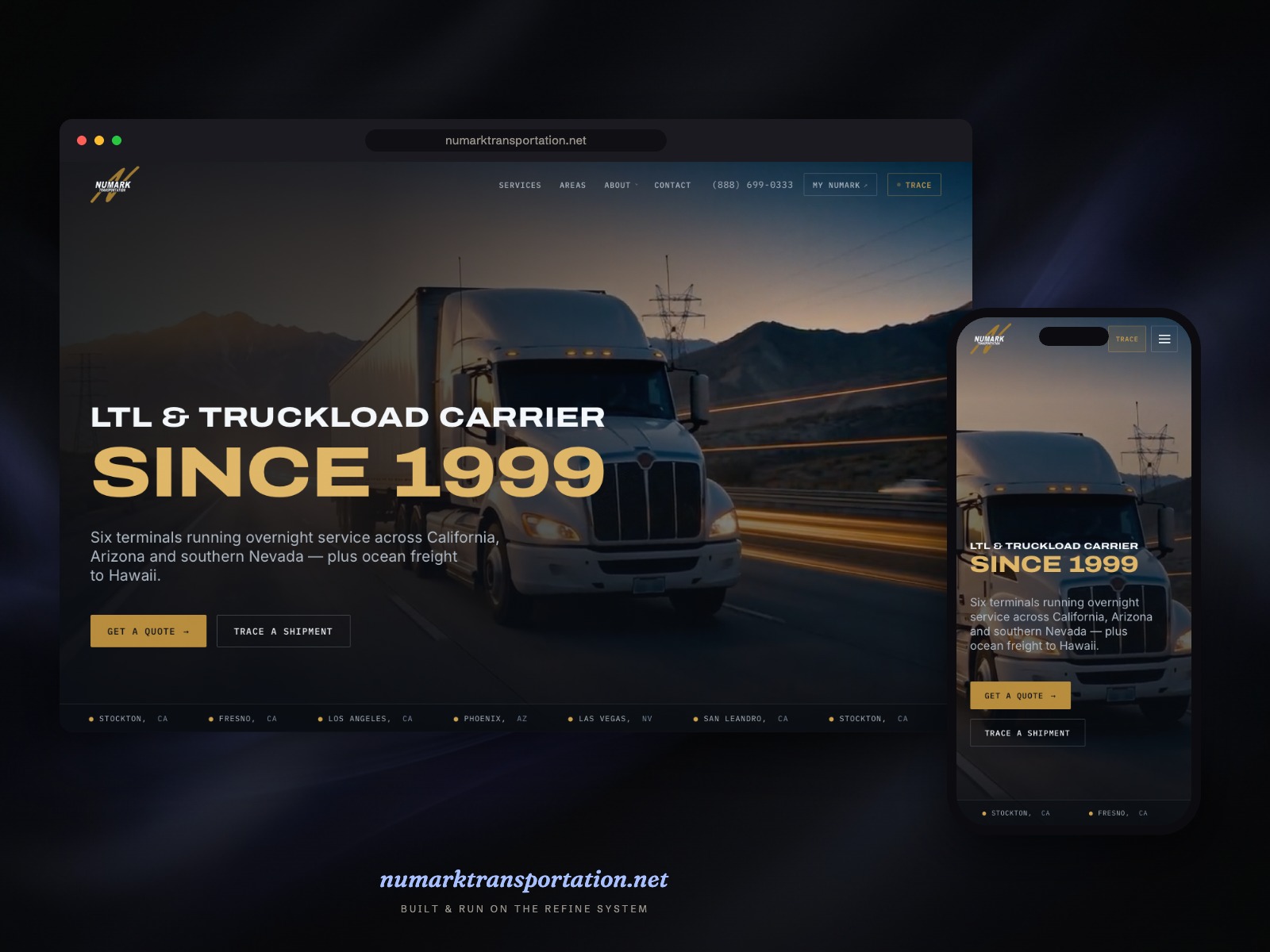 numarktransportation.net shown on desktop and mobile