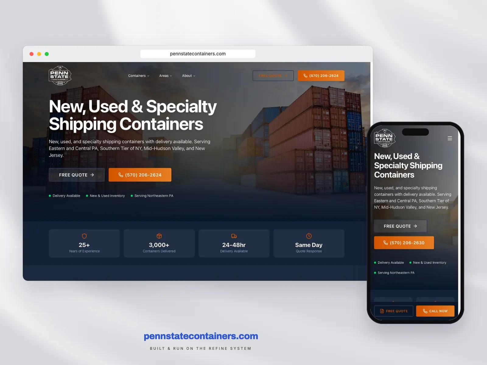 pennstatecontainers.com on desktop and mobile